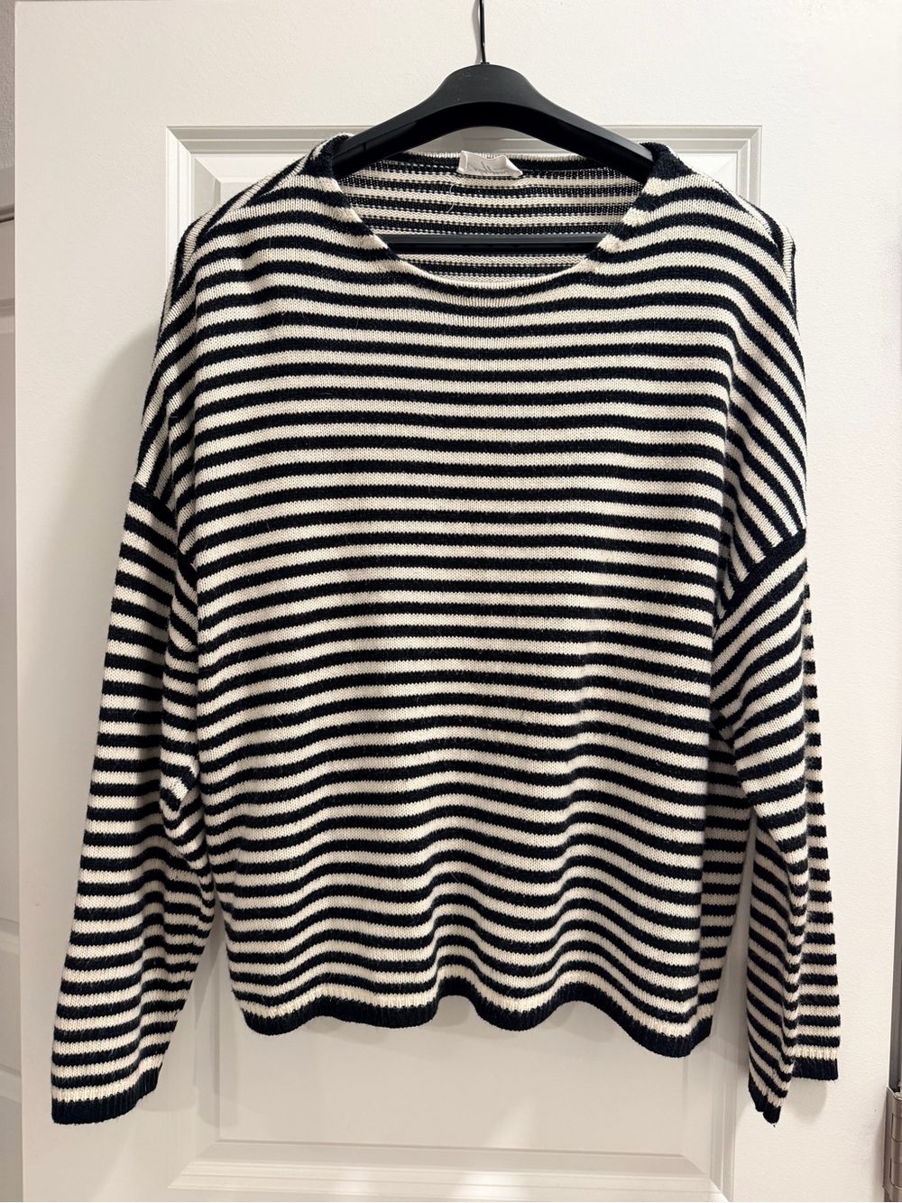 Carly Jean Los Angeles Black and White Striped Crewneck Sweater